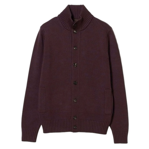 Banana Republic Men's Cotton Cardigan Sweater Jacket Maroon Size Medium NEW - Picture 1 of 15